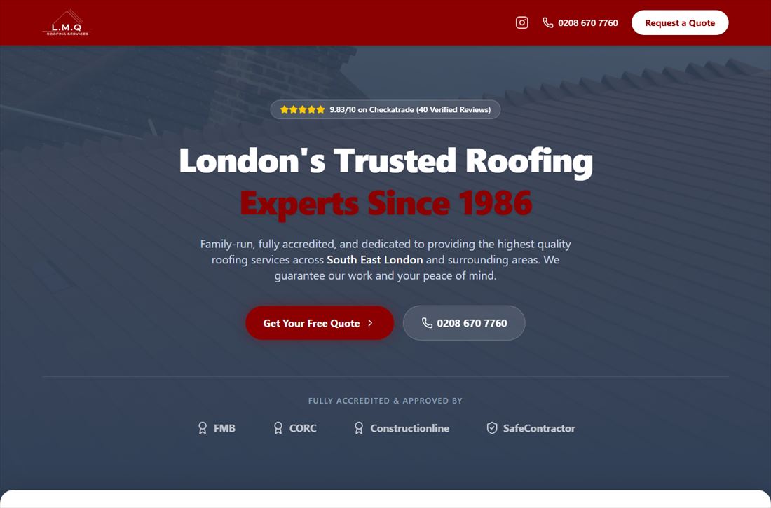 L.M.Q Roofing Services website